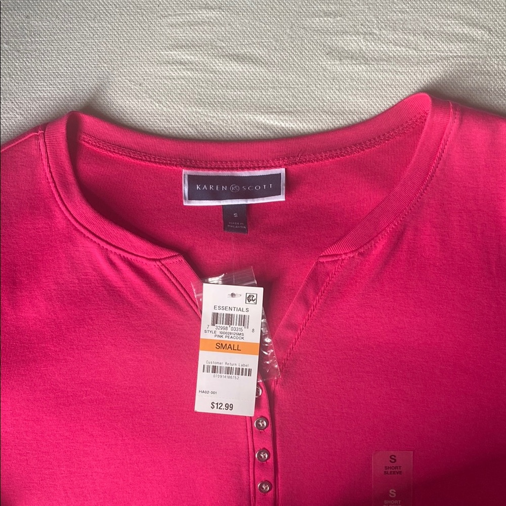 Karen Scott Women's Pink Button Shirt